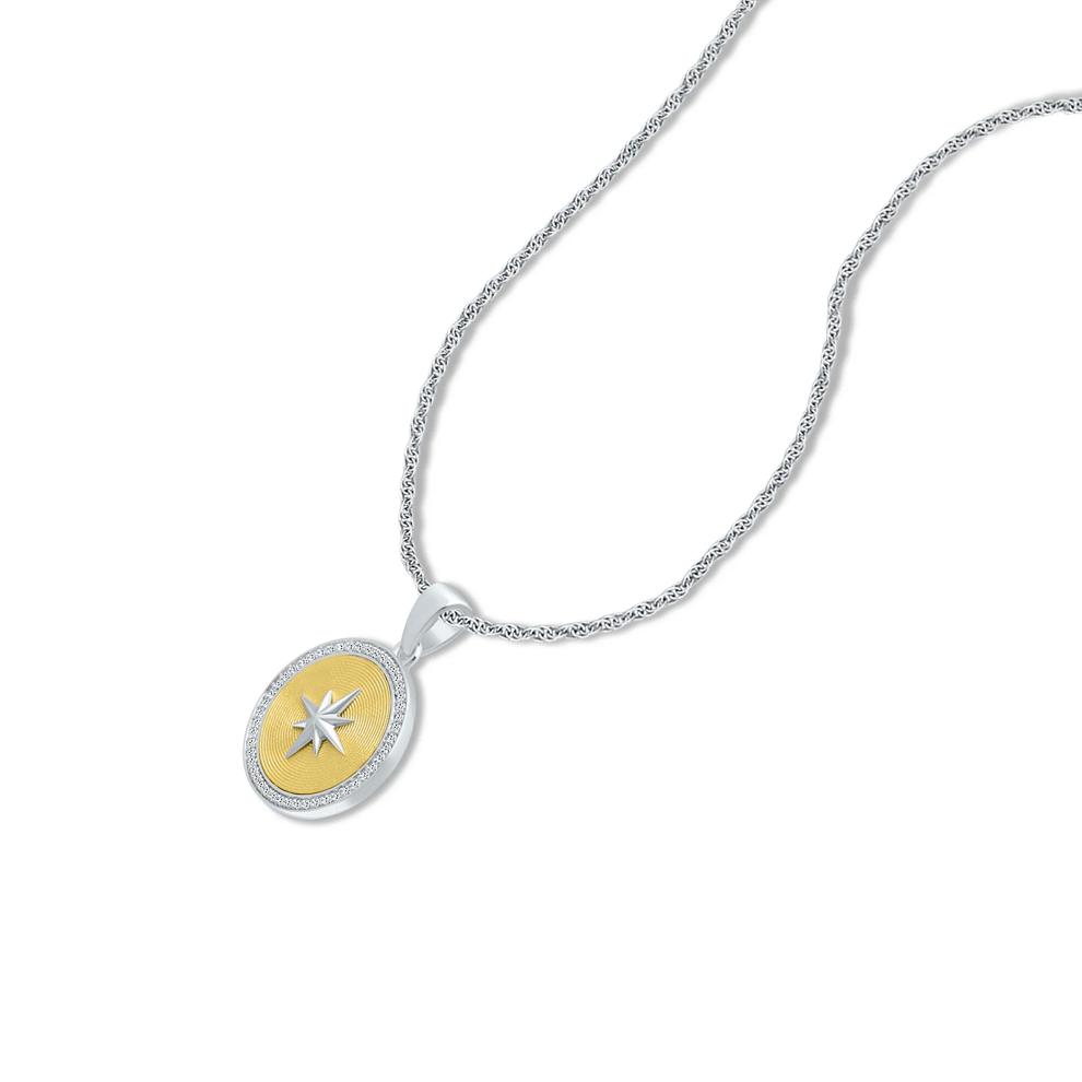 Men's Diamond Starburst Medallion Pendant Necklace in Vermeil (1/4 ct. tw.) – Image 4 of 4