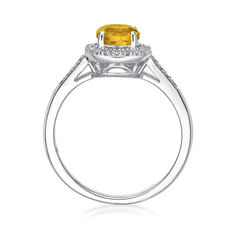 Citrine &amp; 1/8 ct. tw. Diamond Ring in Sterling Silver – Image 2 of 3