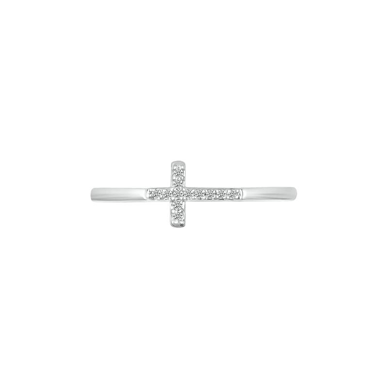 Diamond Accent Cross Ring in Sterling Silver – Image 1 of 5