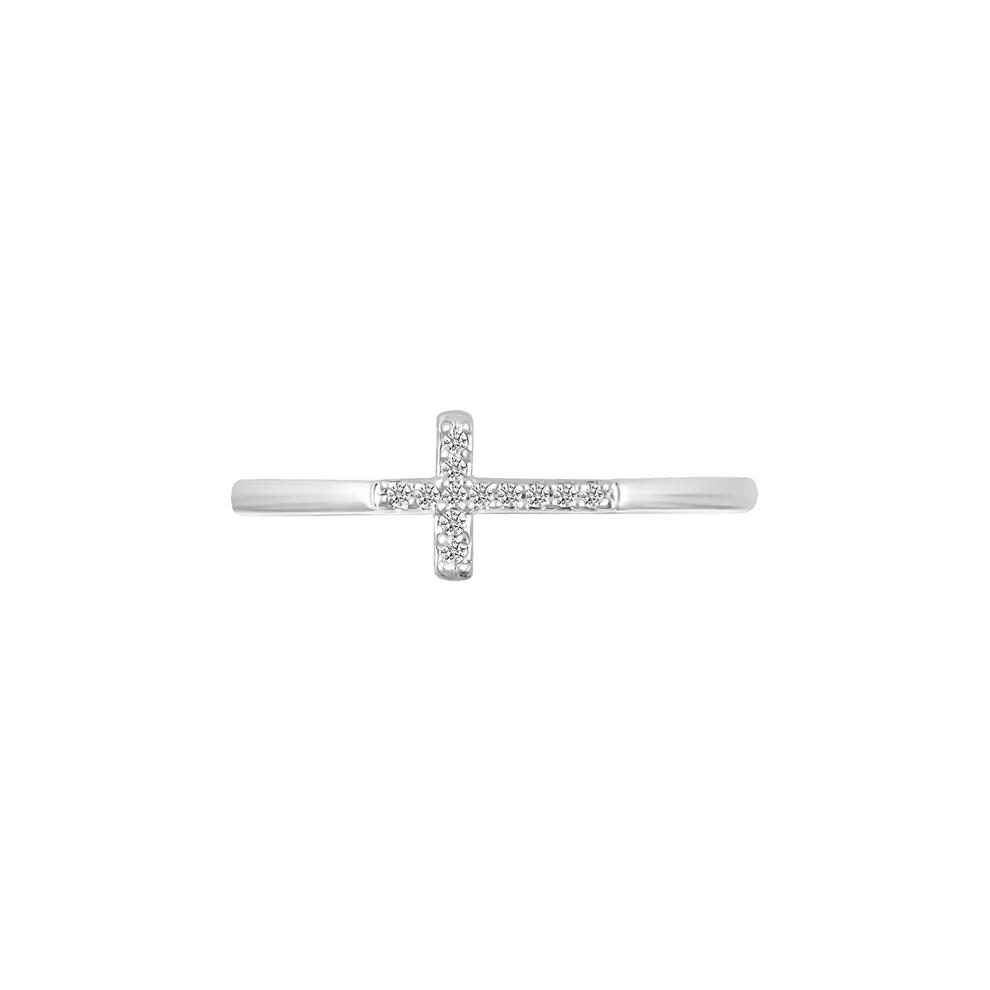 Diamond Accent Cross Ring in Sterling Silver – Image 1 of 5