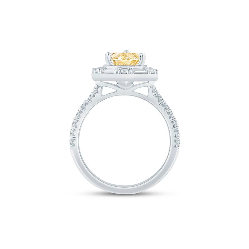 Sylvie Yellow Lab Grown Diamond Halo Engagement Ring in 14K White and Yellow Gold &#40;2 ct. tw.&#41; – Image 2 of 3