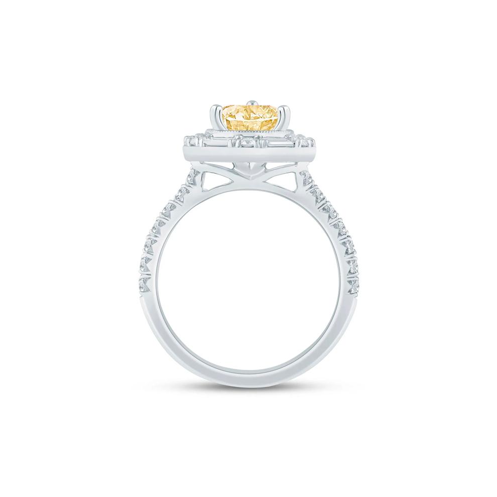Sylvie Yellow Lab Grown Diamond Halo Engagement Ring in 14K White and Yellow Gold (2 ct. tw.) – Image 2 of 3