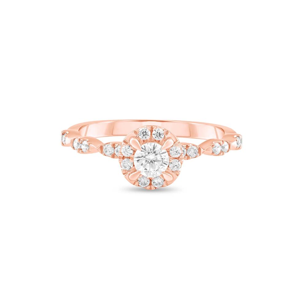 Diamond Round Halo Engagement Ring in 10K Rose Gold (1/2 ct. tw.) – Image 1 of 4