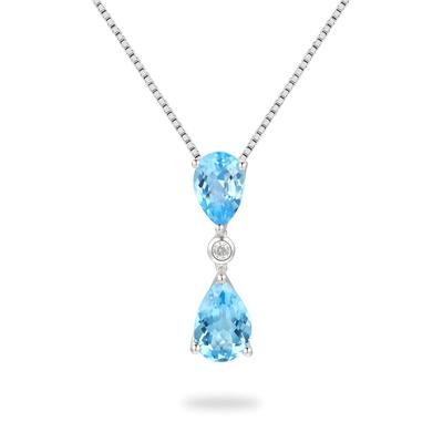 Swiss Blue Topaz & Lab-Created White Sapphire Pendant Necklace in Sterling Silver