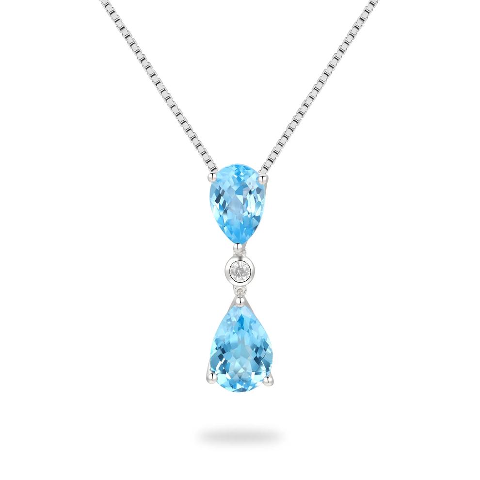 Swiss Blue Topaz &amp; Lab-Created White Sapphire Pendant Necklace in Sterling Silver – Image 1 of 4