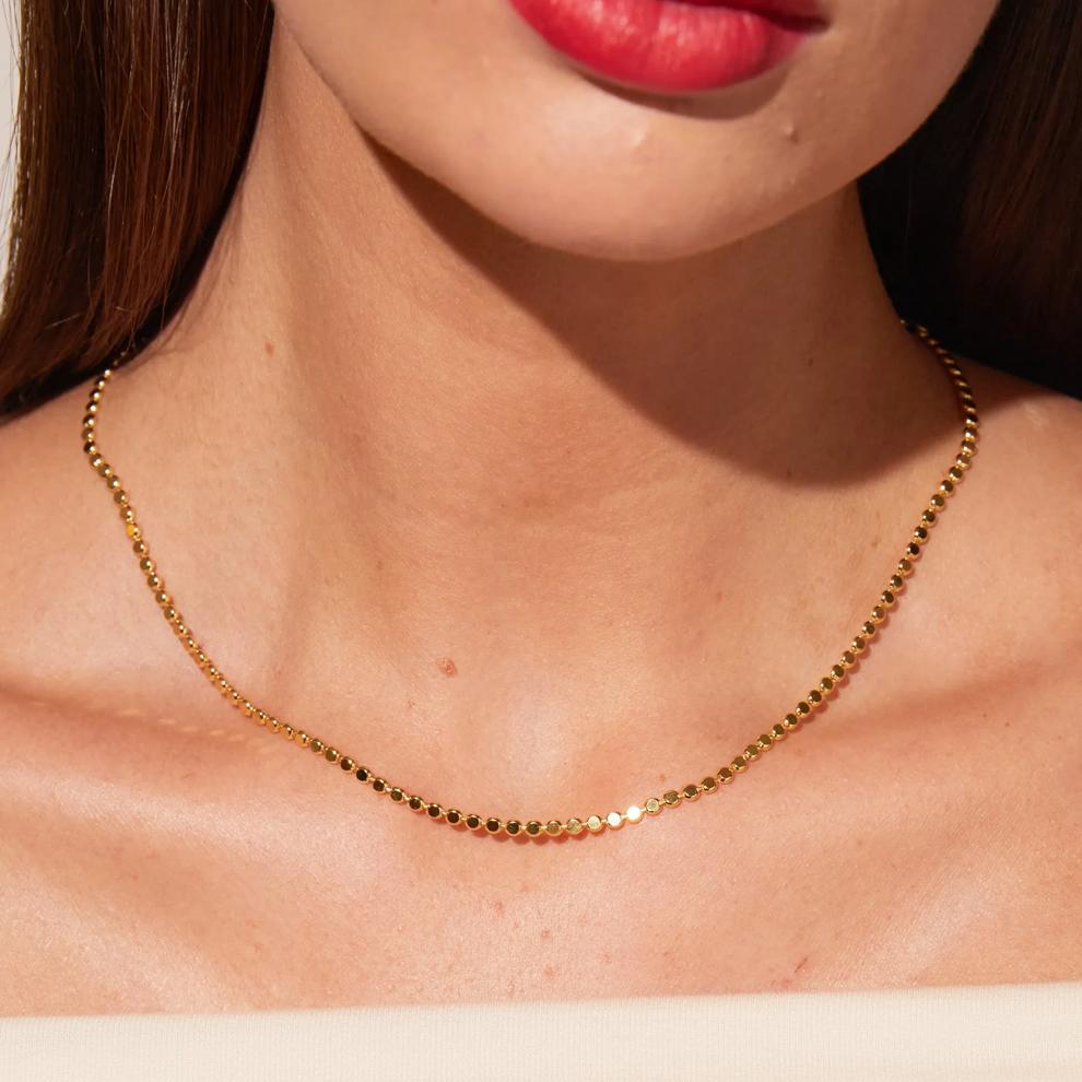 Flat Bead Chain in Vermeil, 18" – Image 5 of 7