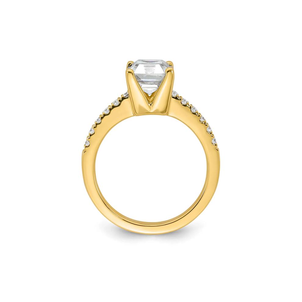 Lab-Created Moissanite Emerald-Cut Ring in 10K Yellow Gold (2 1/2 ct. dew) – Image 2 of 3