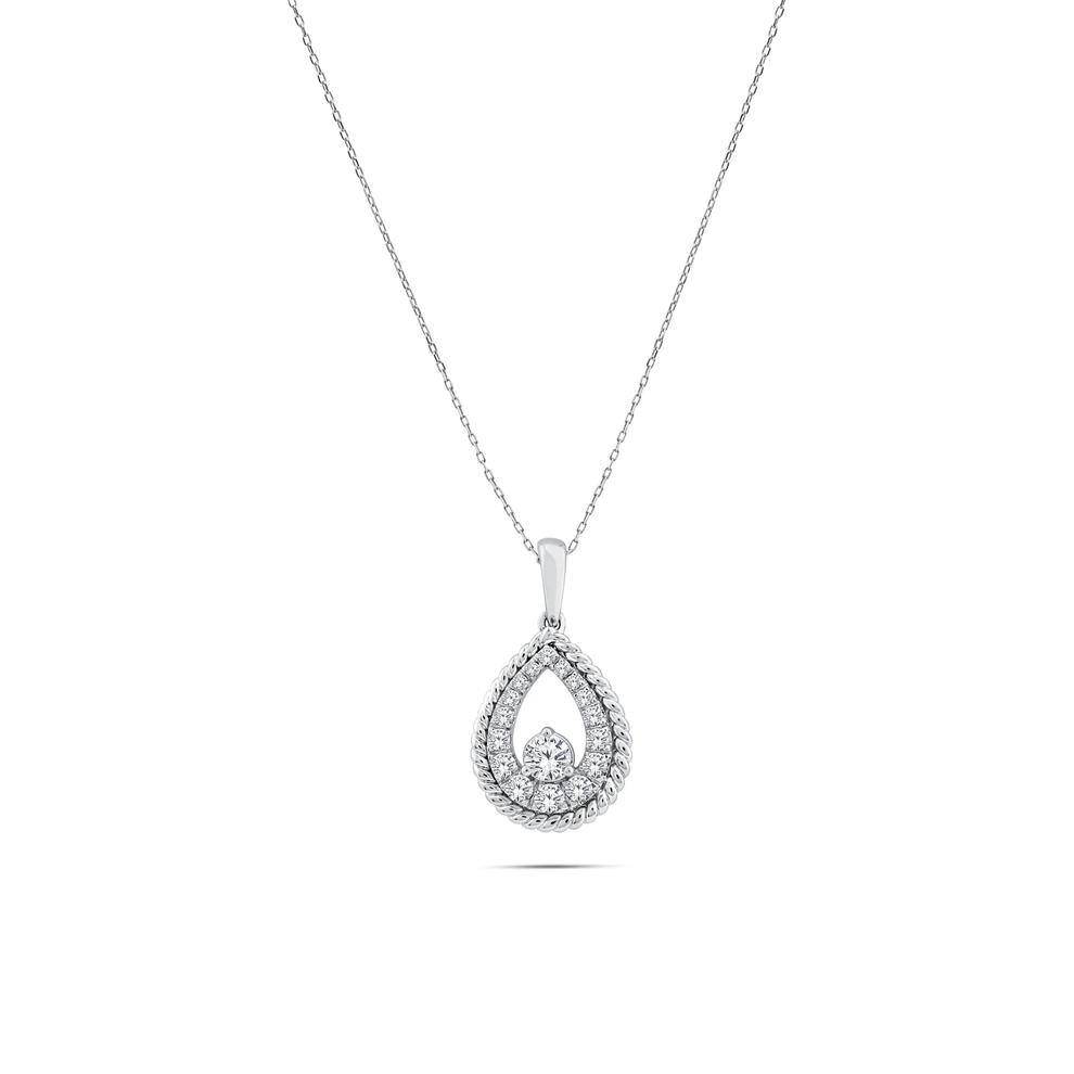Diamond Teardrop Pendant in 10K White Gold (1/2 ct. tw.) – Image 1 of 4