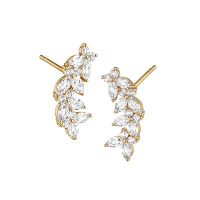 Lab-Created White Sapphire Butterfly Crawler Earrings in Vermeil
