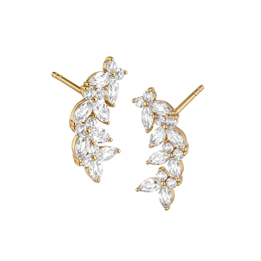 Lab-Created White Sapphire Butterfly Crawler Earrings in Vermeil – Image 1 of 2