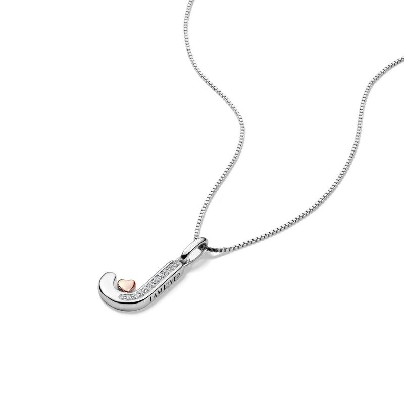 Diamond Accent Initial J Pendant in Sterling Silver and 14K Rose Gold – Image 3 of 4