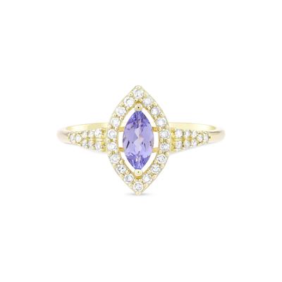Tanzanite & Diamond Halo Ring in 10K Yellow Gold (1/5 ct. tw.)