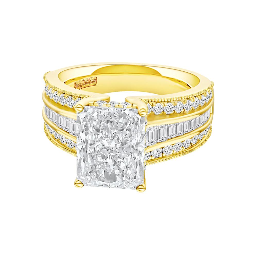 Lab Grown Diamond Radiant-Cut Center Engagement Ring in 14K Yellow Gold (3 3/4 ct. tw.) – Image 5 of 5