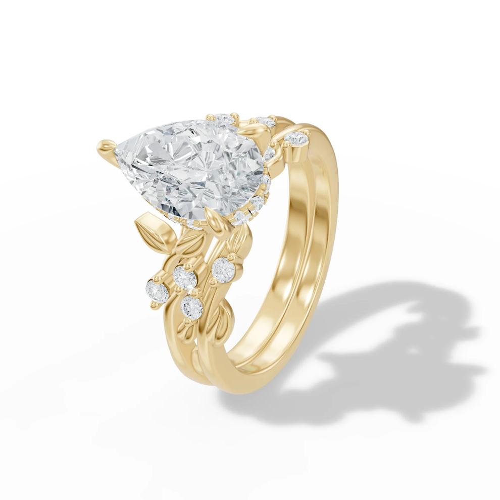 Lab Grown Diamond Pear-Shaped Center Engagement Set in 14K Yellow Gold (2 1/4 ct. tw.) – Image 4 of 6