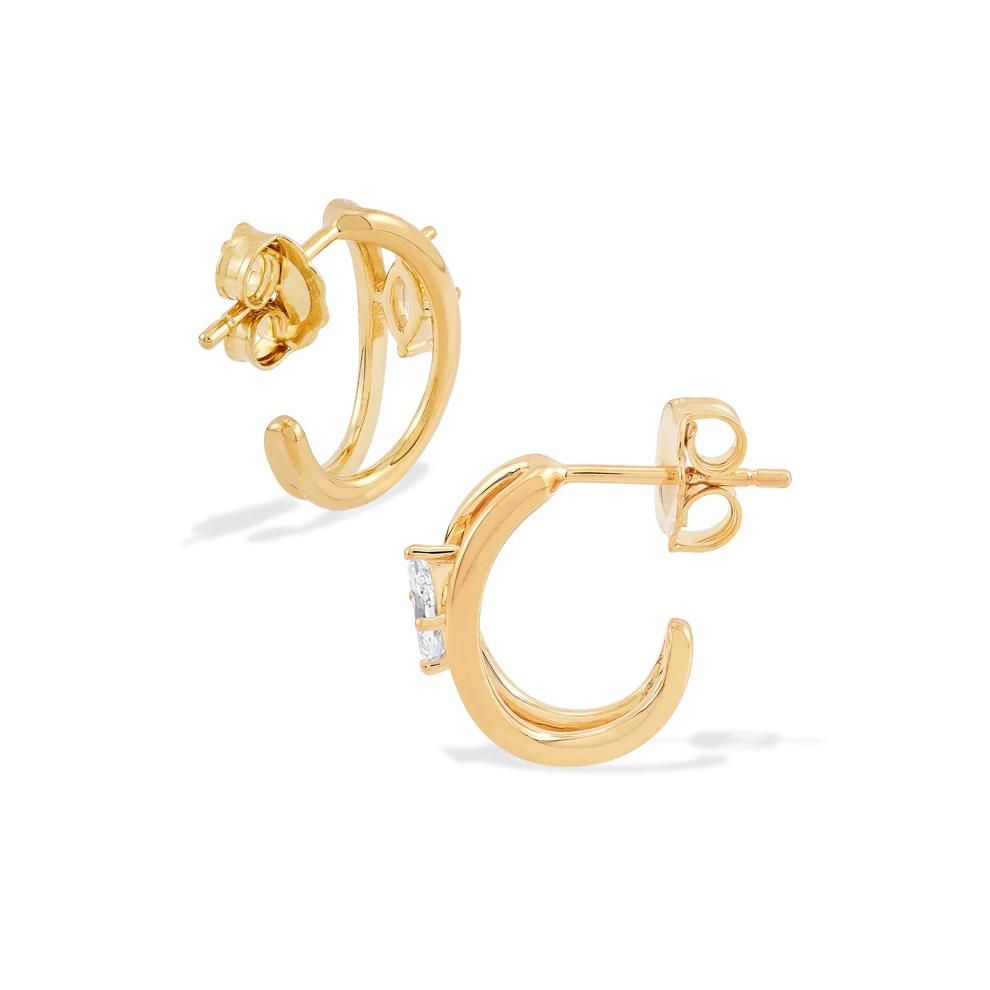 Lab Grown Diamond Open J-Hoop Earrings in Vermeil (1/4 ct. tw.) – Image 2 of 3