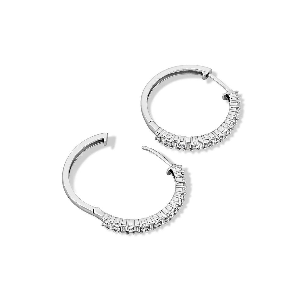 Lab-Created Moissanite Hoop Earrings in Sterling Silver (1 3/4 ct. dew) – Image 2 of 2