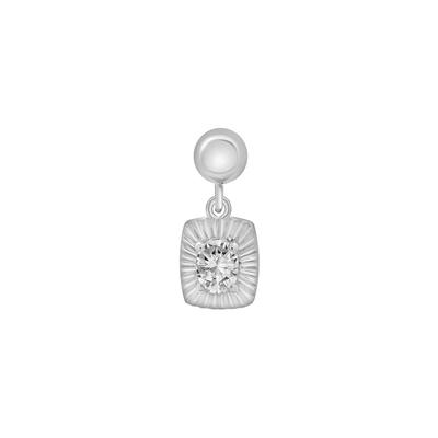 Lab-Created White Sapphire Medallion Birthstone Bead Charm in Sterling Silver