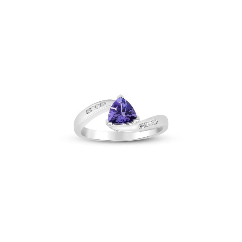 Trillion-Shaped Tanzanite Ring with Diamond Accents in Sterling Silver – Image 4 of 4