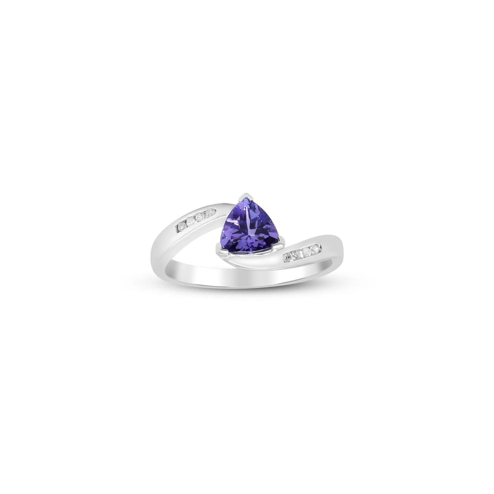 Trillion-Shaped Tanzanite Ring with Diamond Accents in Sterling Silver – Image 4 of 4