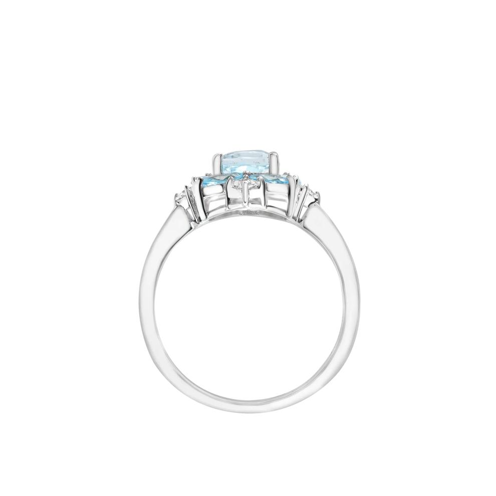 Blue Topaz and Lab-Created White Sapphire Cocktail Ring in Sterling Silver – Image 2 of 5