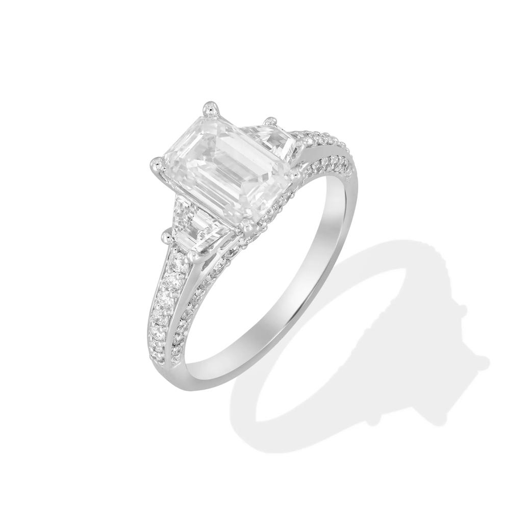 Lab Grown Diamond Emerald-Cut Center Engagement Ring in 14K White Gold (3 ct. tw.) – Image 4 of 4