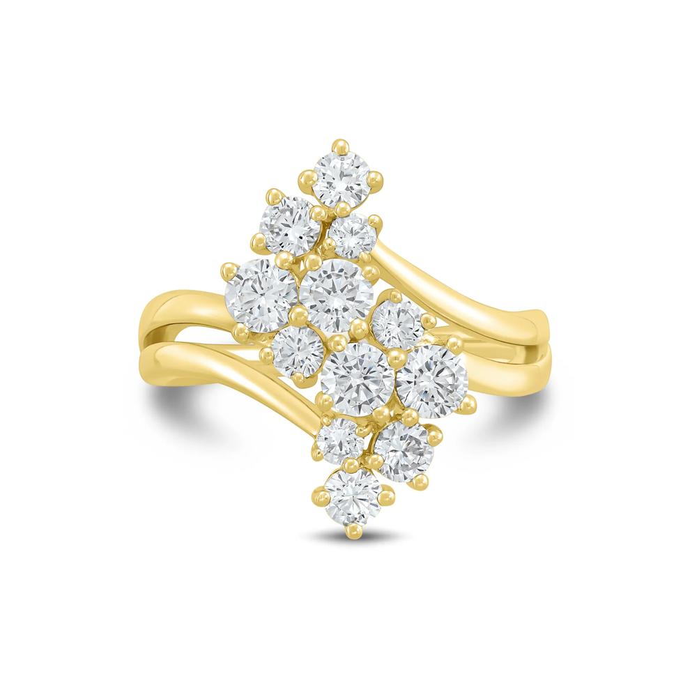 Lab Grown Diamond Journey Cluster Ring in 10K Yellow Gold (1 1/2 ct. tw.) – Image 1 of 3