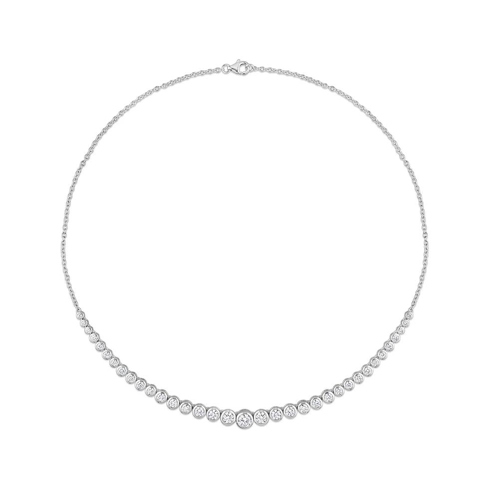Lab-Created Moissanite Bezel-Set Frontal Tennis Necklace in Sterling Silver (4 5/8 ct. dew) – Image 3 of 4