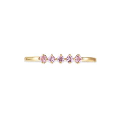 Lab-Created Pink Sapphire Five-Stone Band in 10K Yellow Gold