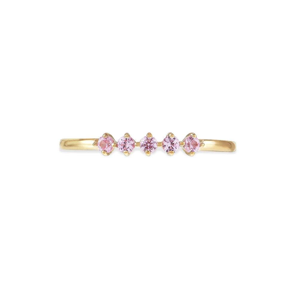 Lab-Created Pink Sapphire Five-Stone Band in 10K Yellow Gold – Image 1 of 4