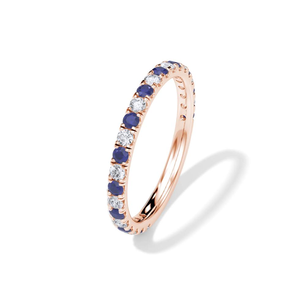 Lab Grown Diamond &amp; Lab-Created Sapphire Anniversary Band in 14K Rose Gold (1/3 ct. tw.) – Image 4 of 4