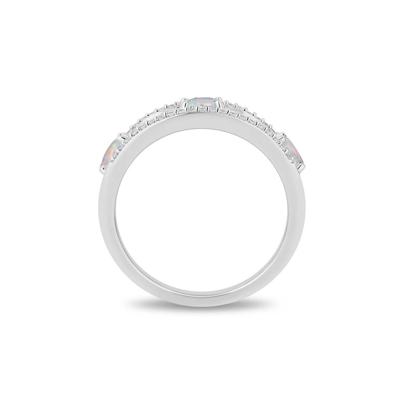 Elsa Lab-Created Opal and Diamond Ring in Sterling Silver &#40;1/5 ct. tw.&#41; – Image 2 of 4