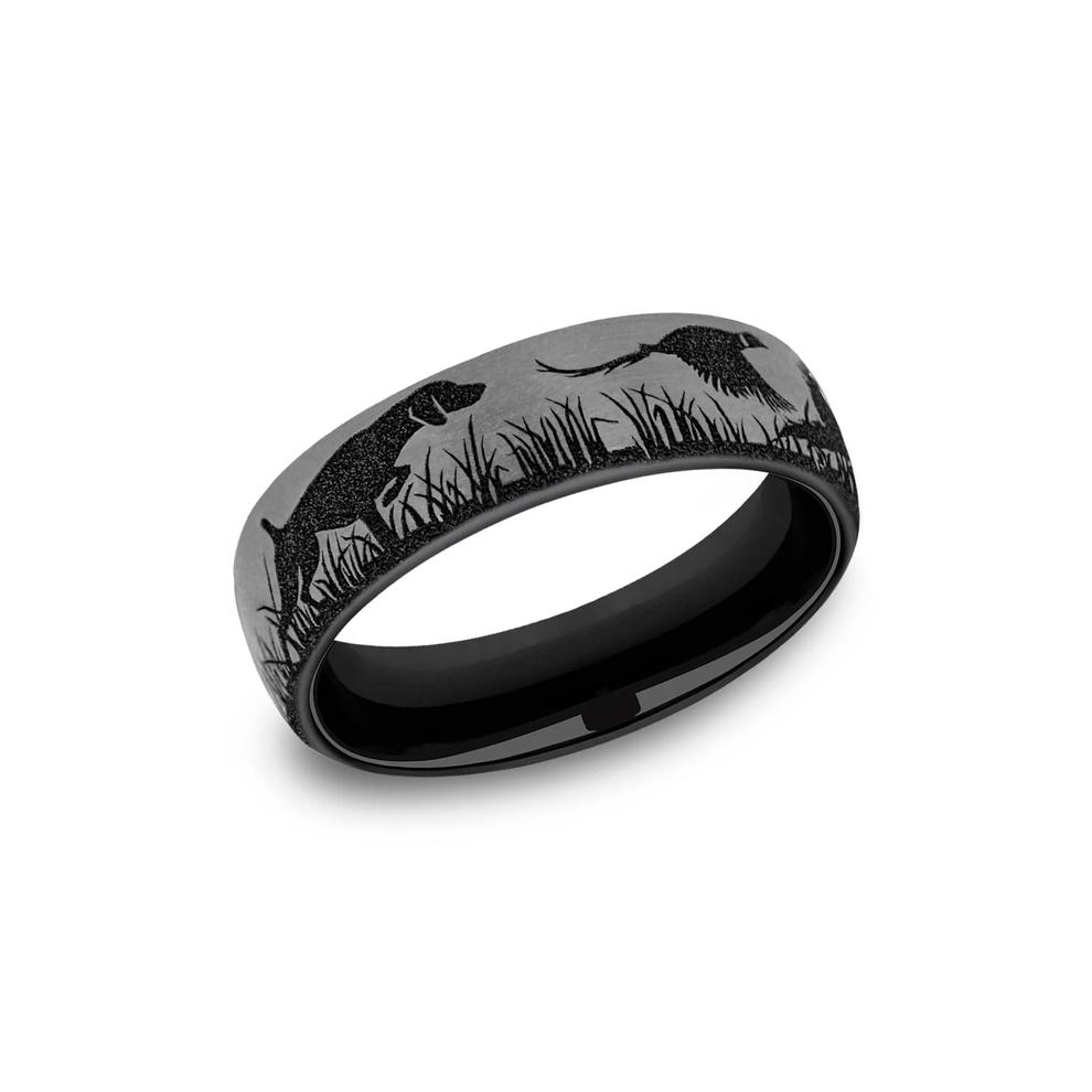 Men's Hunting Motif Band in Black Titanium, 6.5mm – Image 4 of 4