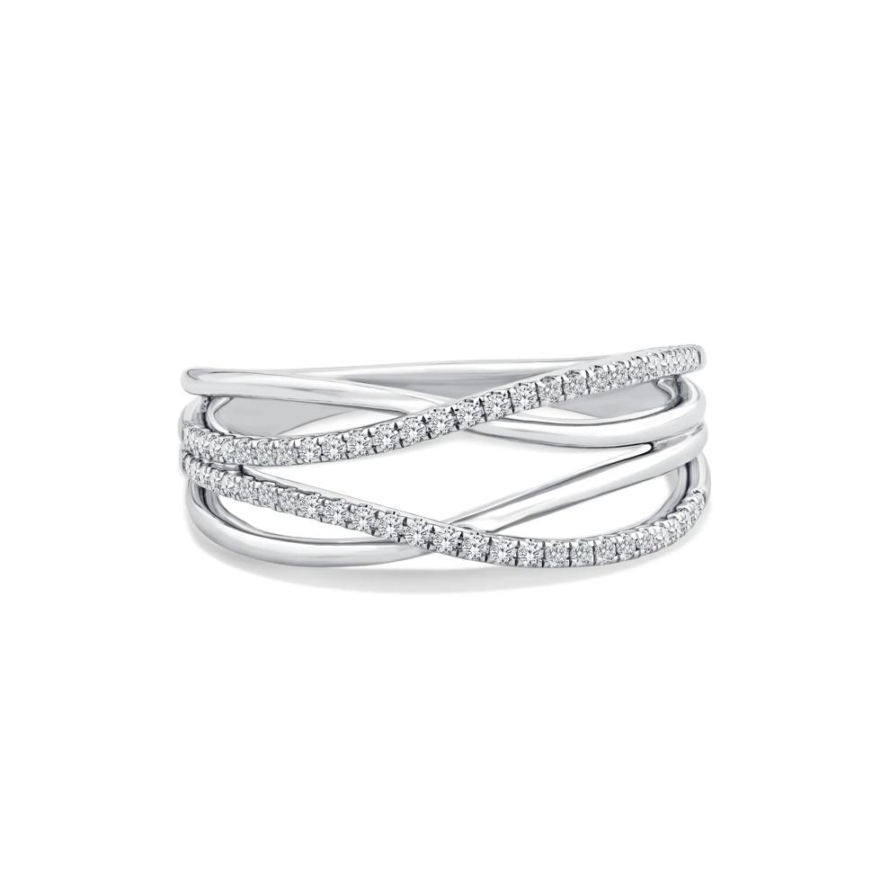 Diamond Multi-Row Crossover Ring in Sterling Silver (1/5 ct. tw.) – Image 1 of 4