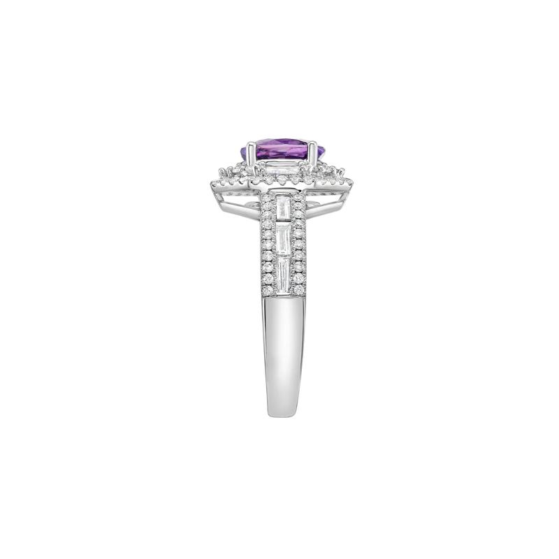 Purple Sapphire and Diamond Halo Ring in 14K White Gold &#40;1 ct. tw.&#41; – Image 2 of 4