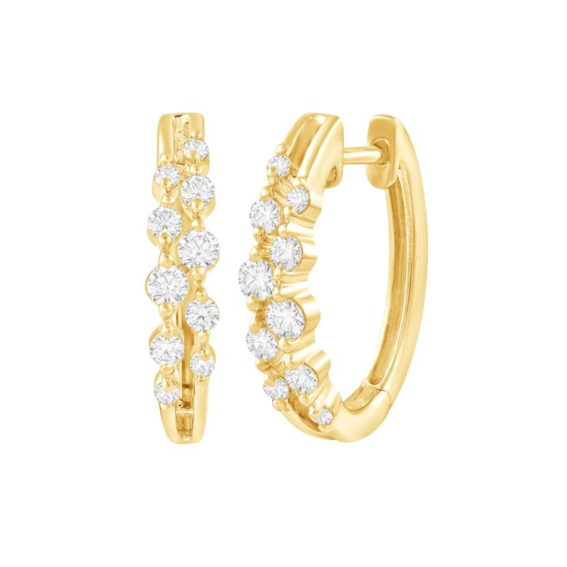 Diamond Hoop Earrings in 10K Yellow Gold &#40;1/2 ct. tw.&#41; – Image 1 of 1