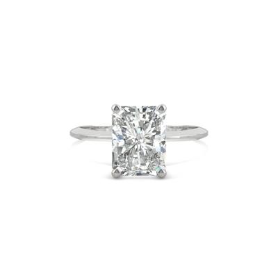 Radiant-Cut Moissanite Ring with Knife-Edge Band in 14K White Gold (2 ct.)