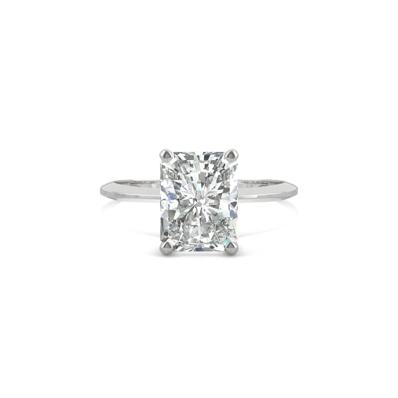 Radiant-Cut Moissanite Ring with Knife-Edge Band in 14K White Gold &#40;2 ct. dew&#41; – Image 1 of 6