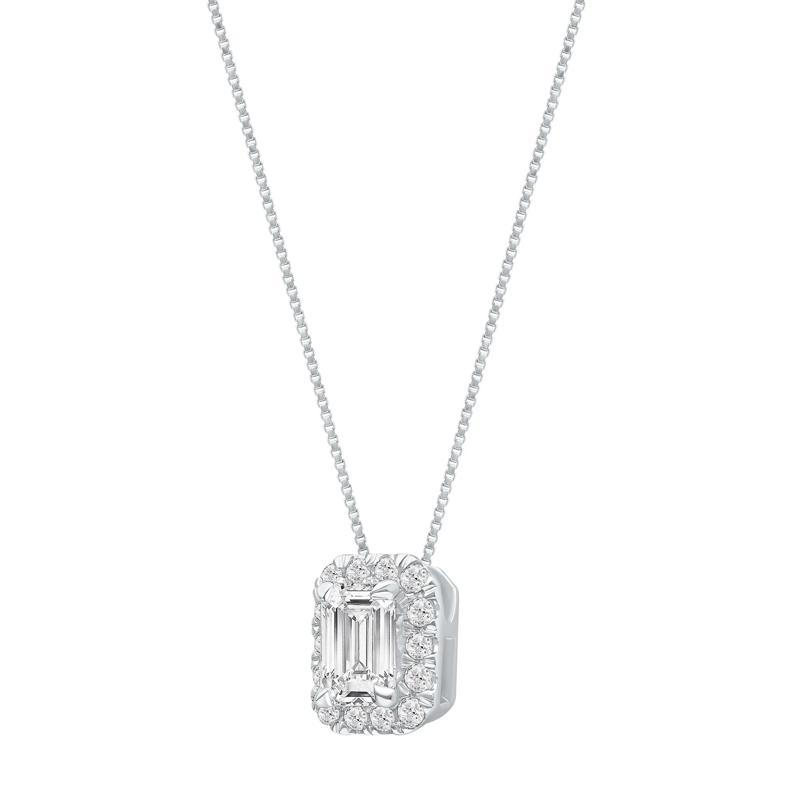 Lab Grown Diamond Halo Pendant in 14K White Gold (3/4 ct. tw.) – Image 2 of 4