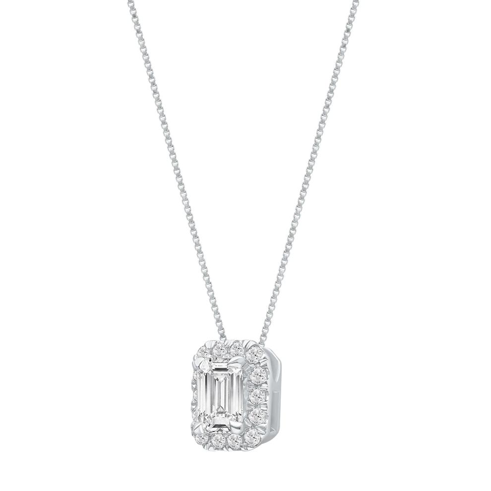 Lab Grown Diamond Halo Pendant in 14K White Gold (3/4 ct. tw.) – Image 2 of 4