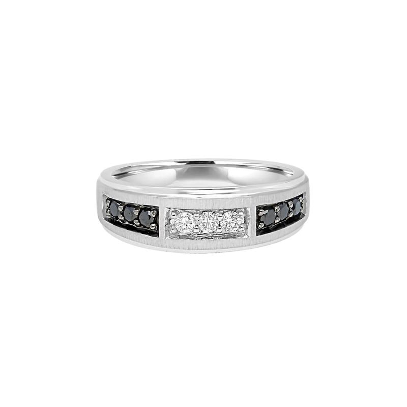 Men&#39;s 1/2 ct. tw. White &amp; Black Diamond Ring in 10K White Gold – Image 1 of 3