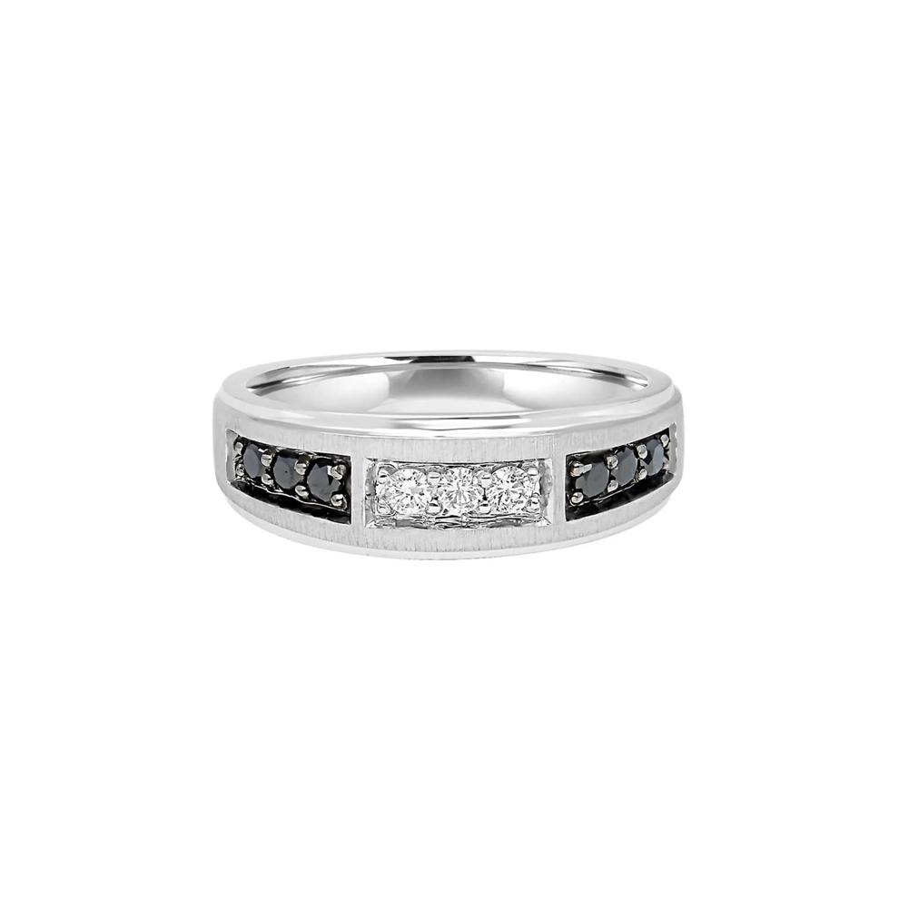 Men's 1/2 ct. tw. White &amp; Black Diamond Ring in 10K White Gold – Image 1 of 3