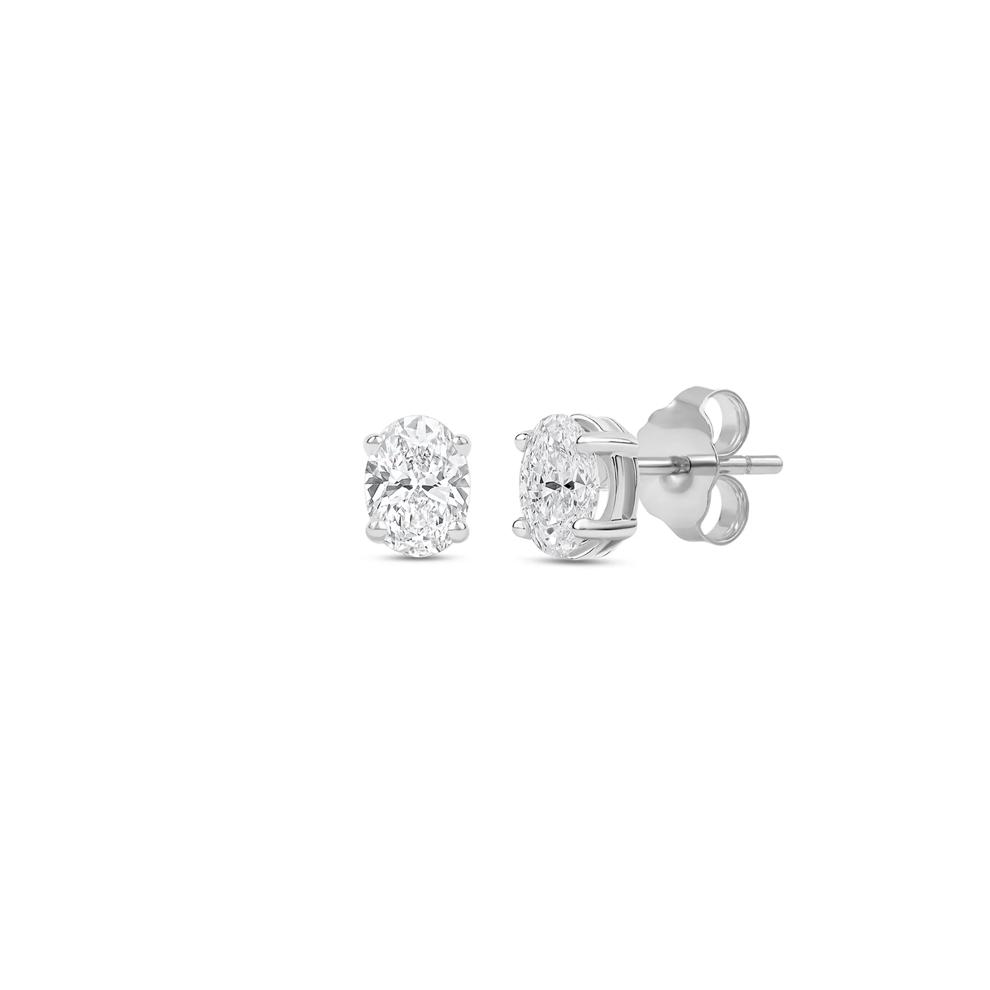 Lab Grown Diamond Oval-Shaped Solitaire Stud Earrings in 14K White Gold (1/4 ct. tw.) – Image 1 of 3
