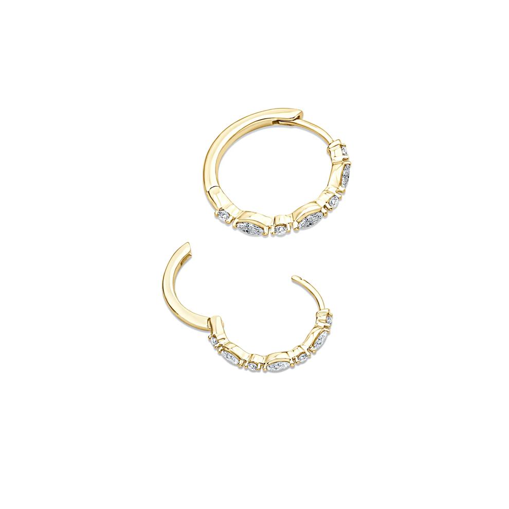 Lab Grown Diamond Marquise &amp; Round Hoop Earrings in 14K Yellow Gold (1/3 ct. tw.) – Image 2 of 2