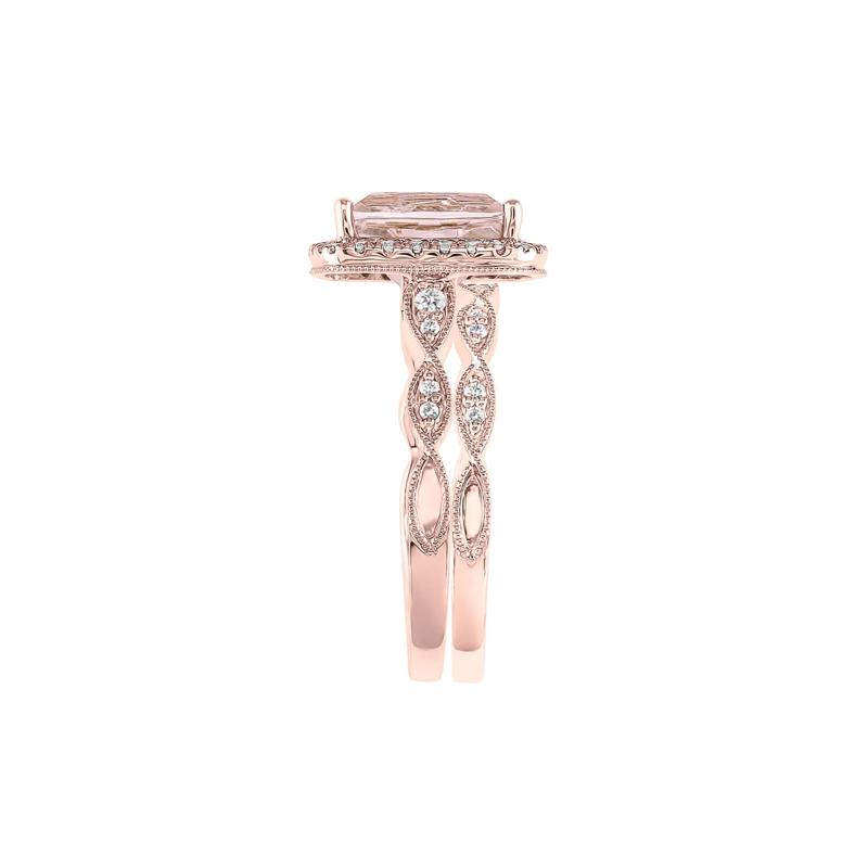 Morganite &amp; 1/3 ct. tw. Diamond Ring in 14K Rose Gold – Image 3 of 3
