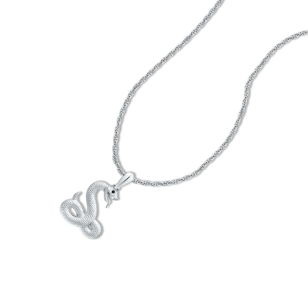 Men's Black Diamond Accent Snake Pendant Necklace in Sterling Silver – Image 4 of 4