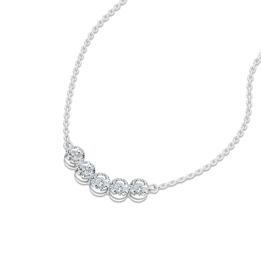 Lab Grown Diamond Invisible Set Five-Stone Smile Necklace in 14K White Gold (1 ct. tw.) – Image 4 of 4