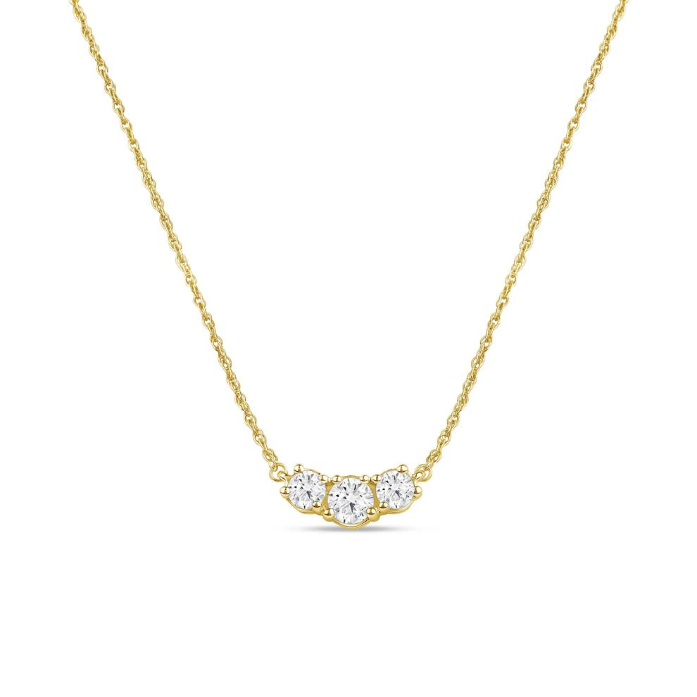 Lab Grown Diamond Three-Stone Necklace in 14K Yellow Gold (1 ct. tw.) – Image 1 of 3