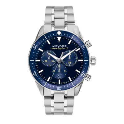 Men's Heritage Calendoplan S Chronograph Watch With Blue Dial and Stainless Steel Bracelet