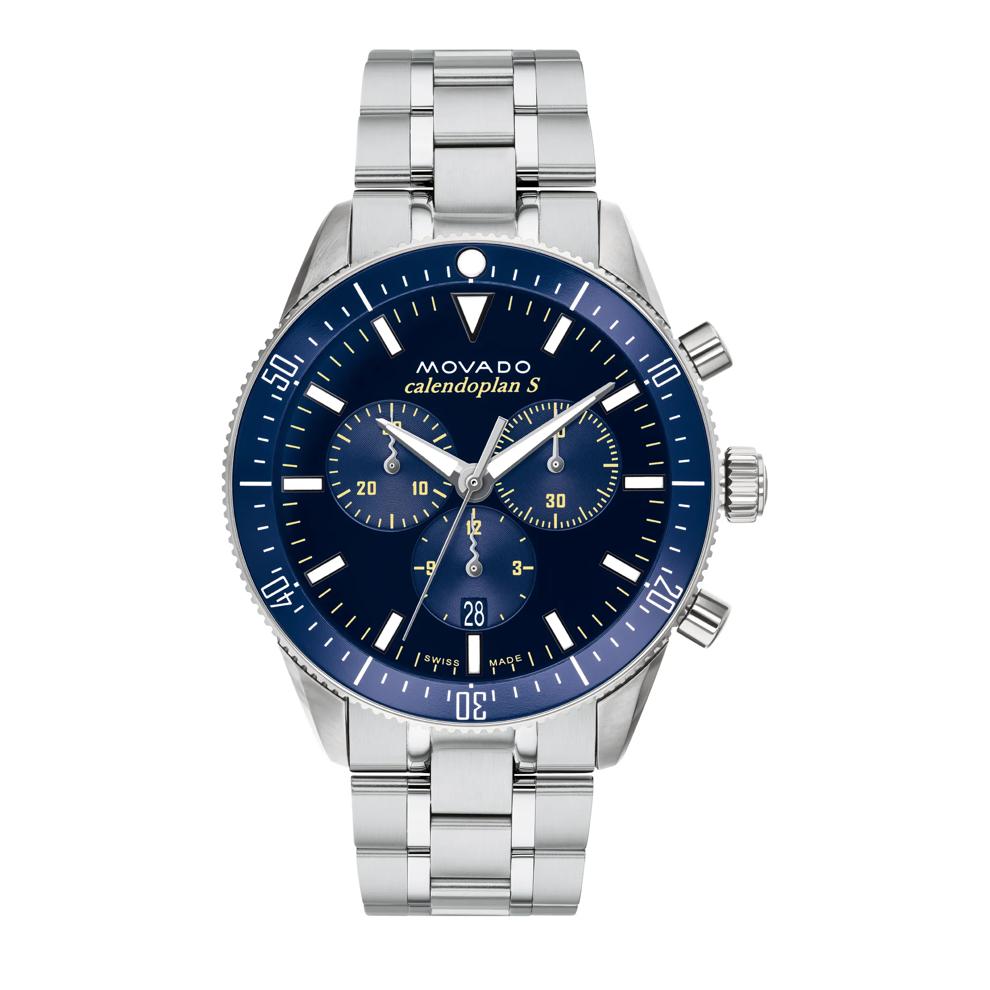 Men's Heritage Calendoplan S Chronograph Watch With Blue Dial and Stainless Steel Bracelet – Image 1 of 3