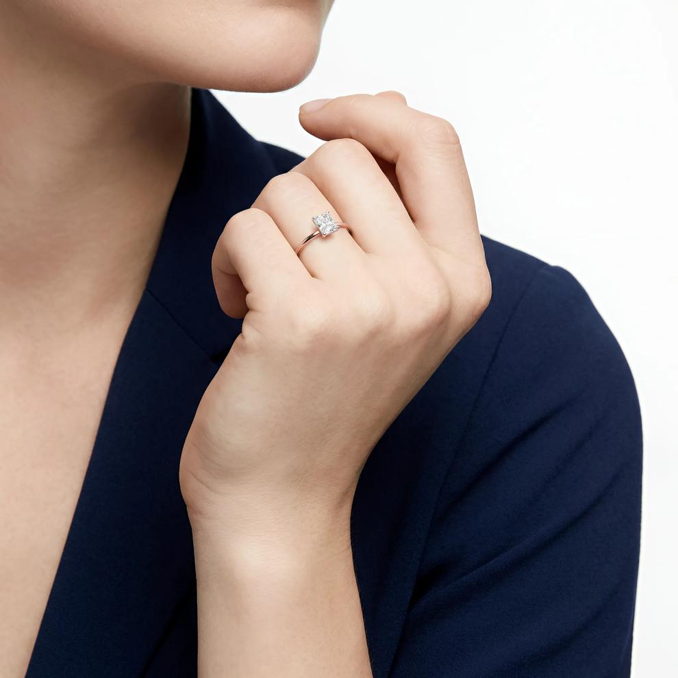 Lab Grown Diamond Radiant-Cut Solitaire Ring in 14K Rose Gold (1 ct.) – Image 5 of 5